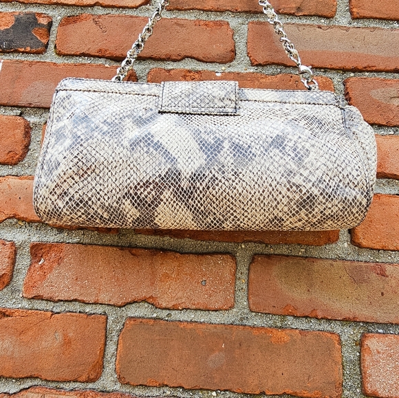 New Judith Ripka Patent Leather Snakeskin Print Clutch